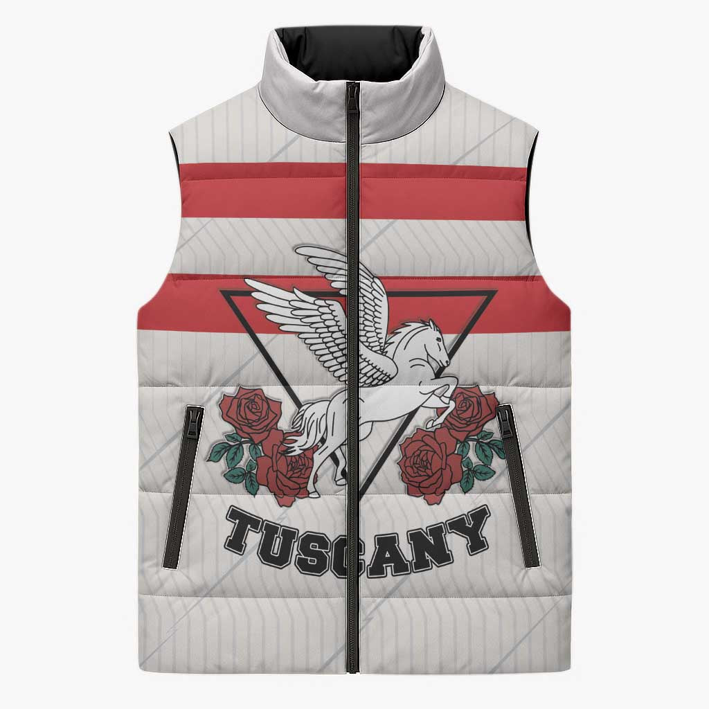 Italy Tuscany Sleeveless Puffer Jacket Pegasus With Map Style - Wonder Print Shop