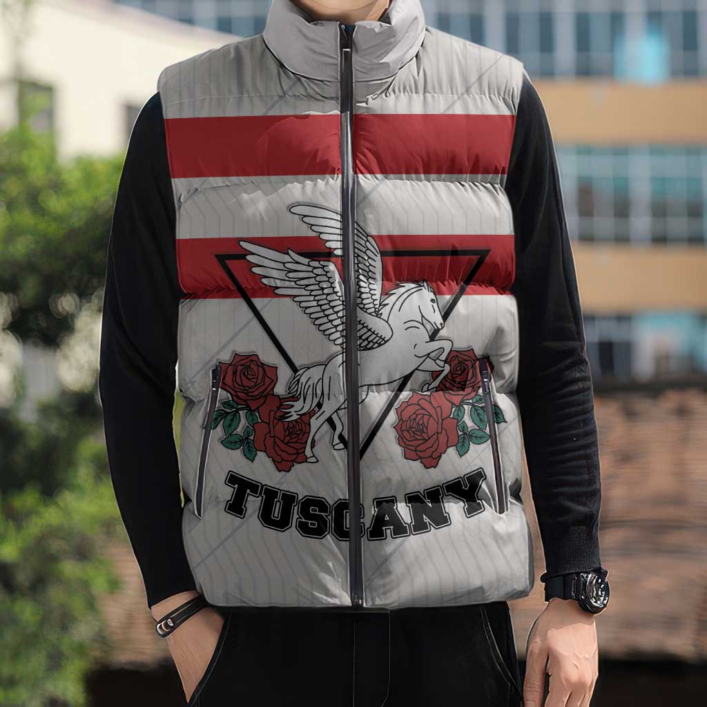 Italy Tuscany Sleeveless Puffer Jacket Pegasus With Map Style - Wonder Print Shop