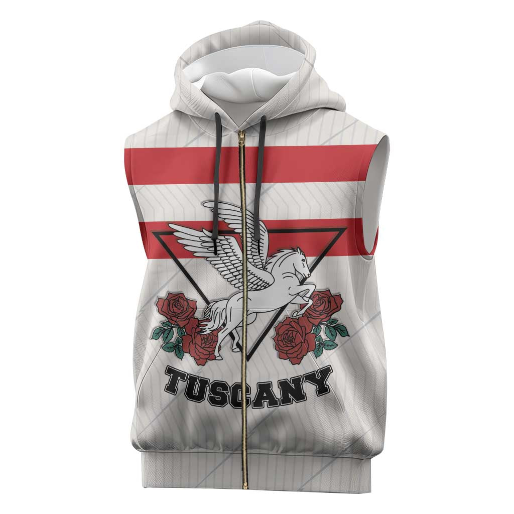 Italy Tuscany Sleeveless Zip Hoodie Pegasus With Map Style - Wonder Print Shop