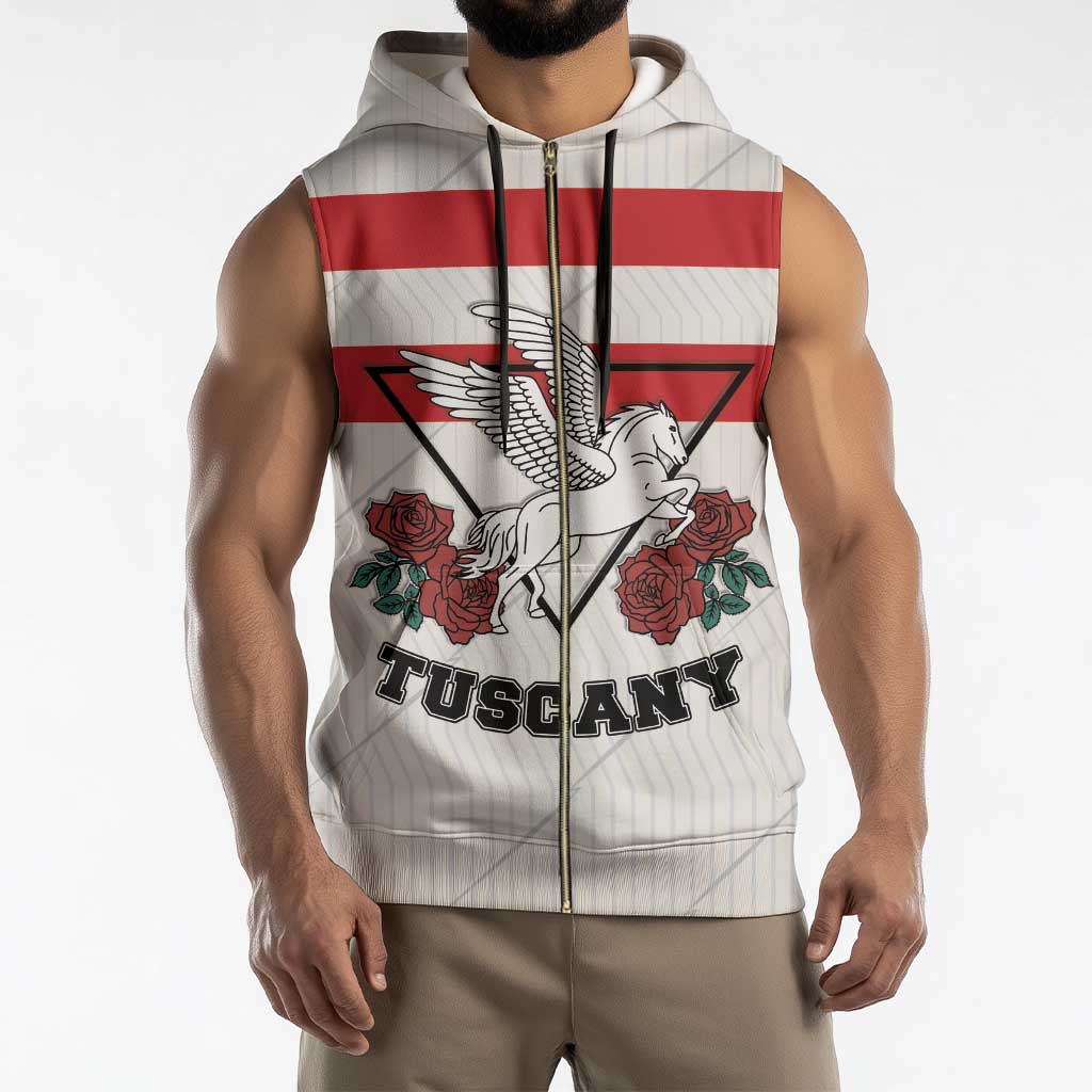 Italy Tuscany Sleeveless Zip Hoodie Pegasus With Map Style - Wonder Print Shop