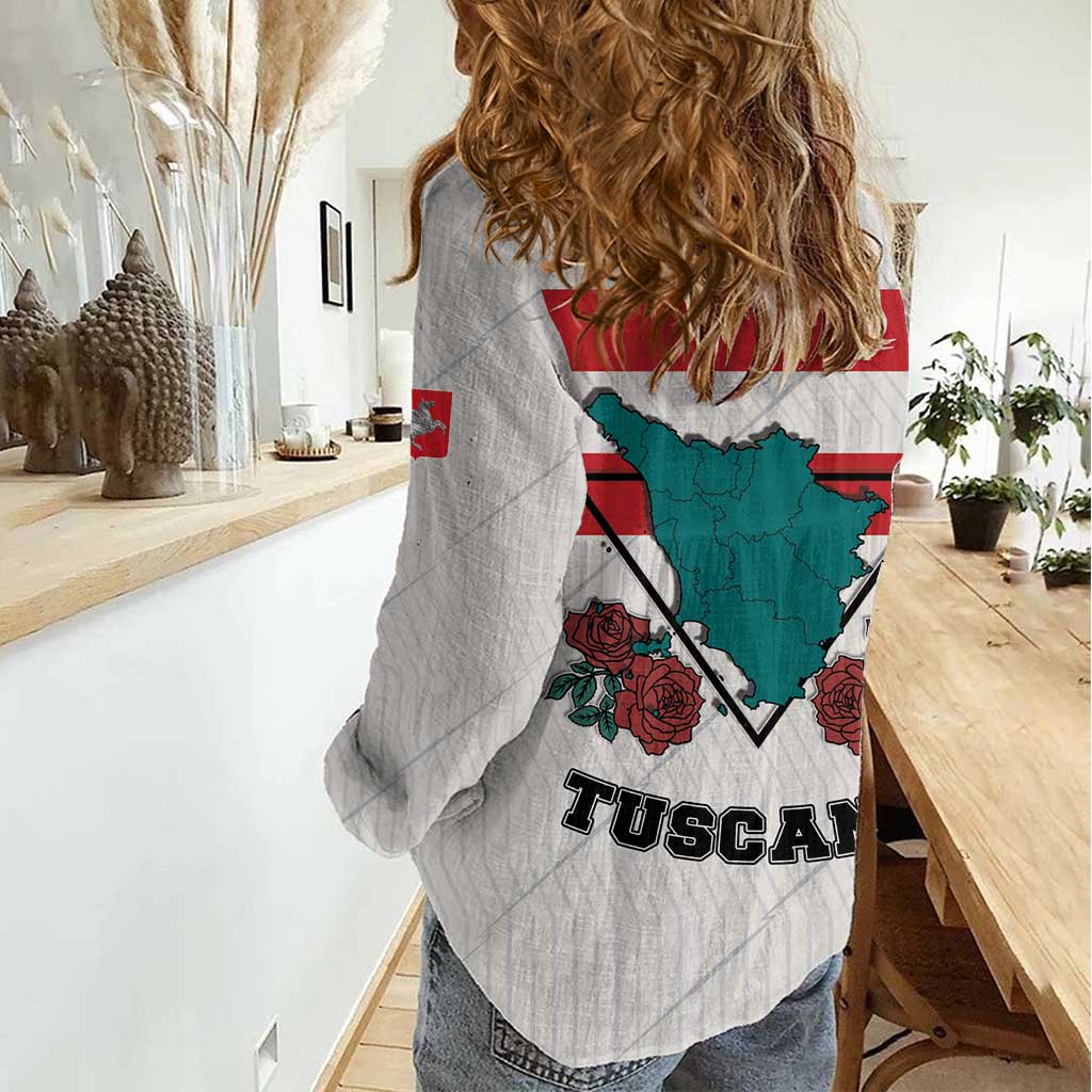 Italy Tuscany Women Casual Shirt Pegasus With Map Style LT19