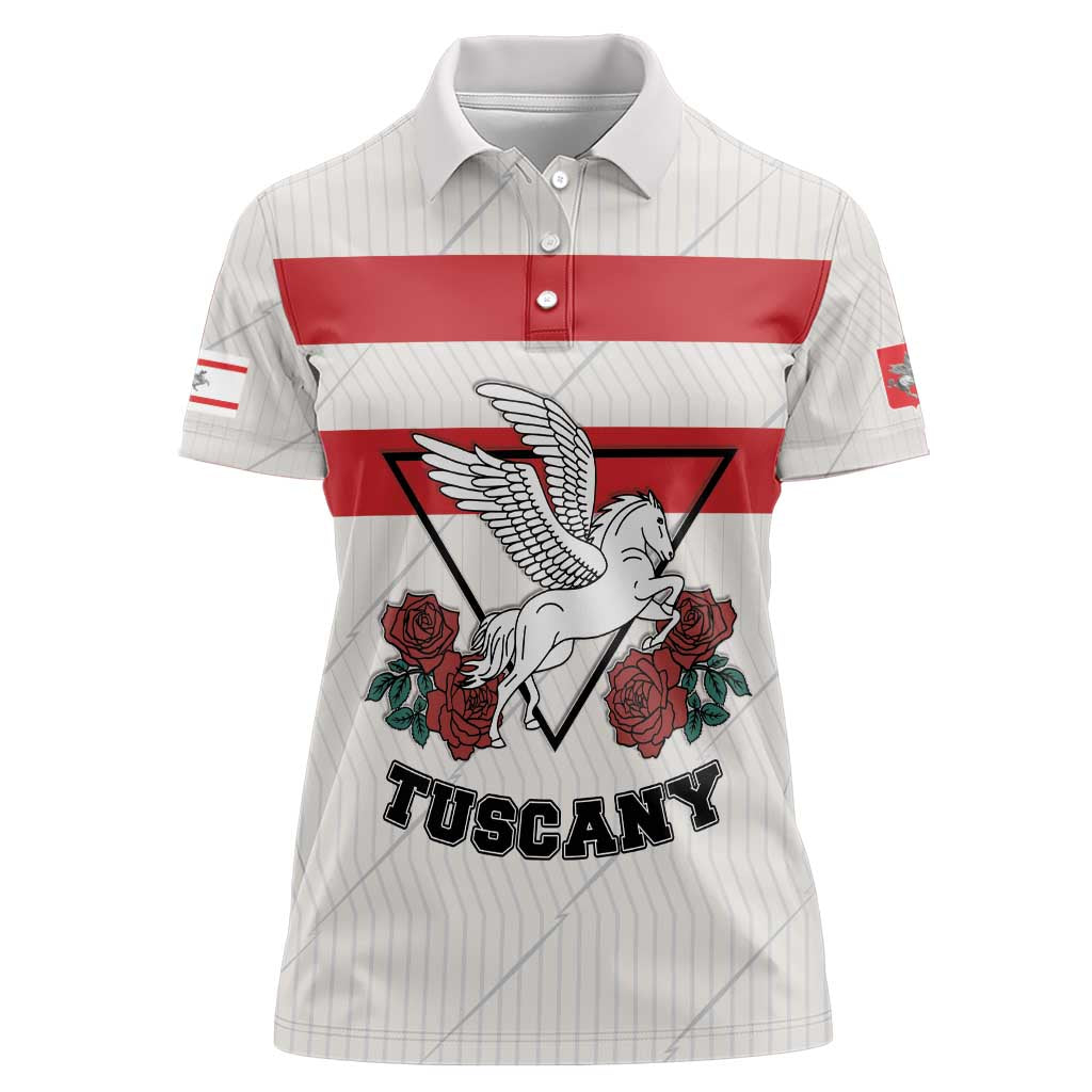 Italy Tuscany Women Polo Shirt Pegasus With Map Style LT19
