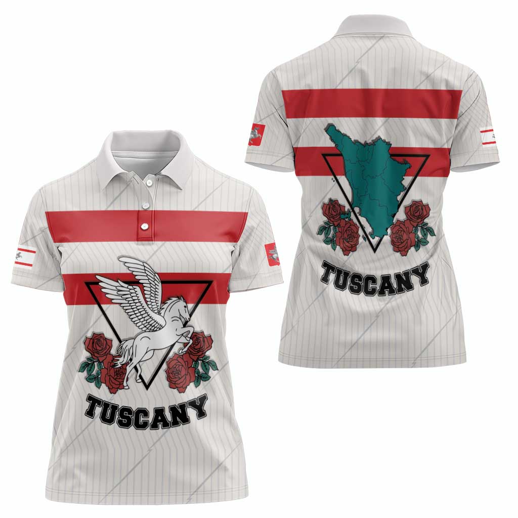 Italy Tuscany Women Polo Shirt Pegasus With Map Style LT19