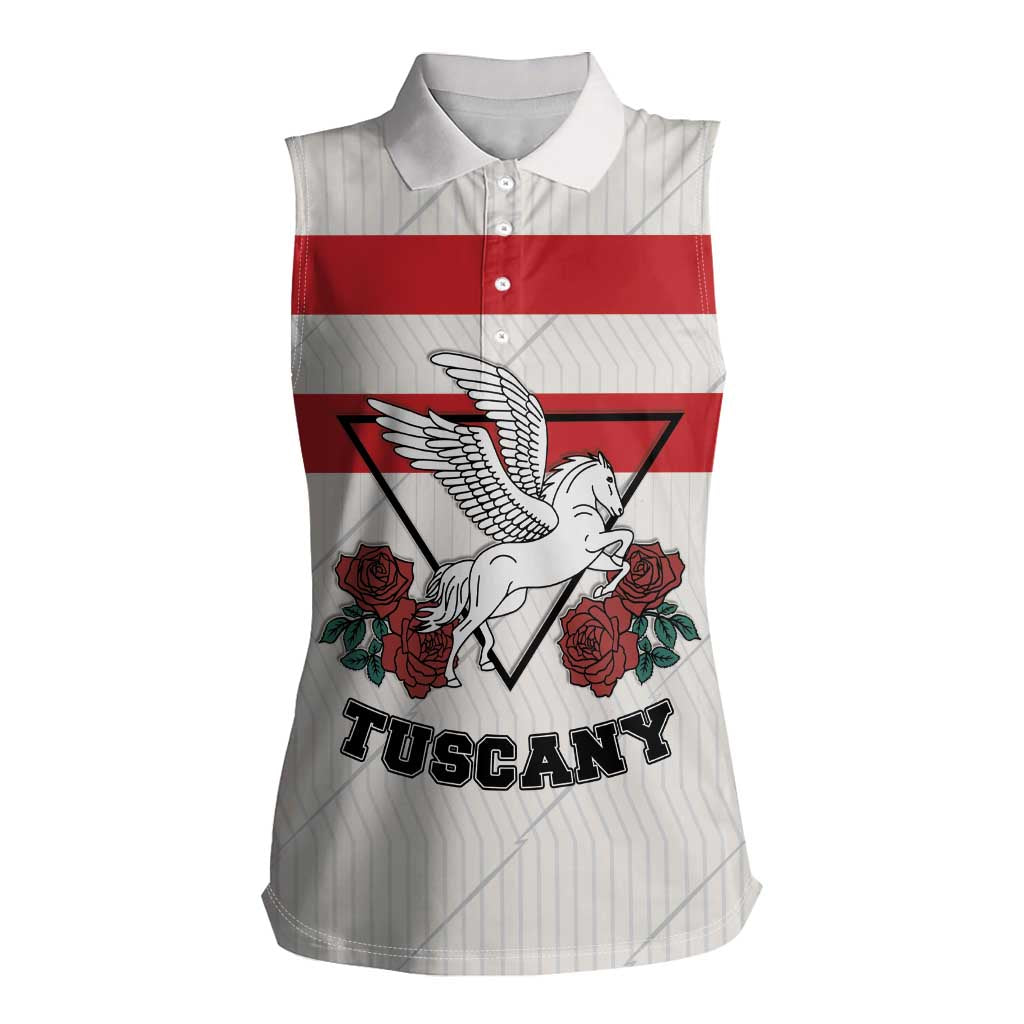 Italy Tuscany Women Sleeveless Polo Shirt Pegasus With Map Style LT19