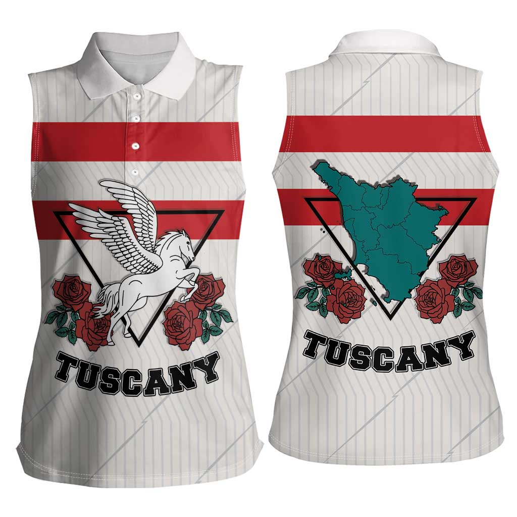Italy Tuscany Women Sleeveless Polo Shirt Pegasus With Map Style LT19