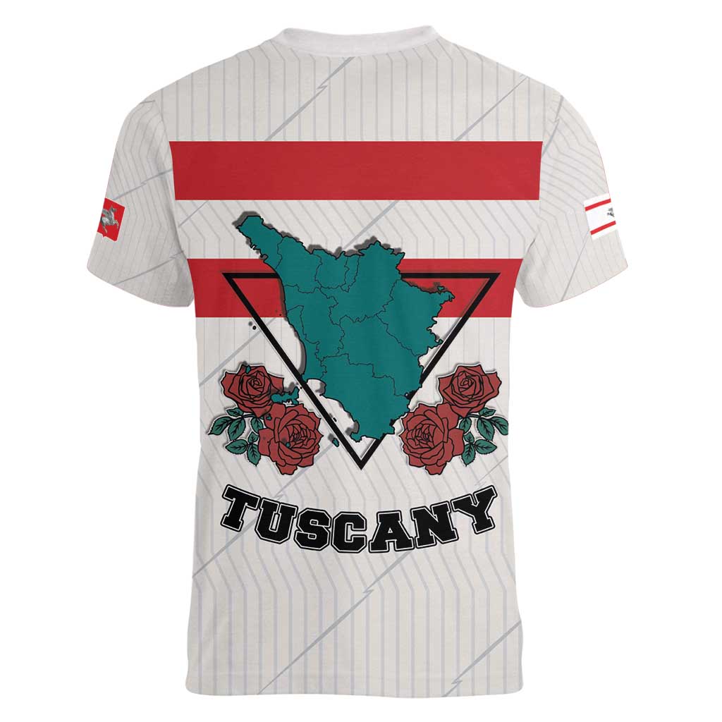 Italy Tuscany Women V-Neck T-Shirt Pegasus With Map Style LT19