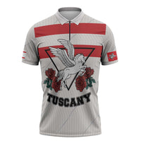 Italy Tuscany Zipper Polo Shirt Pegasus With Map Style - Wonder Print Shop