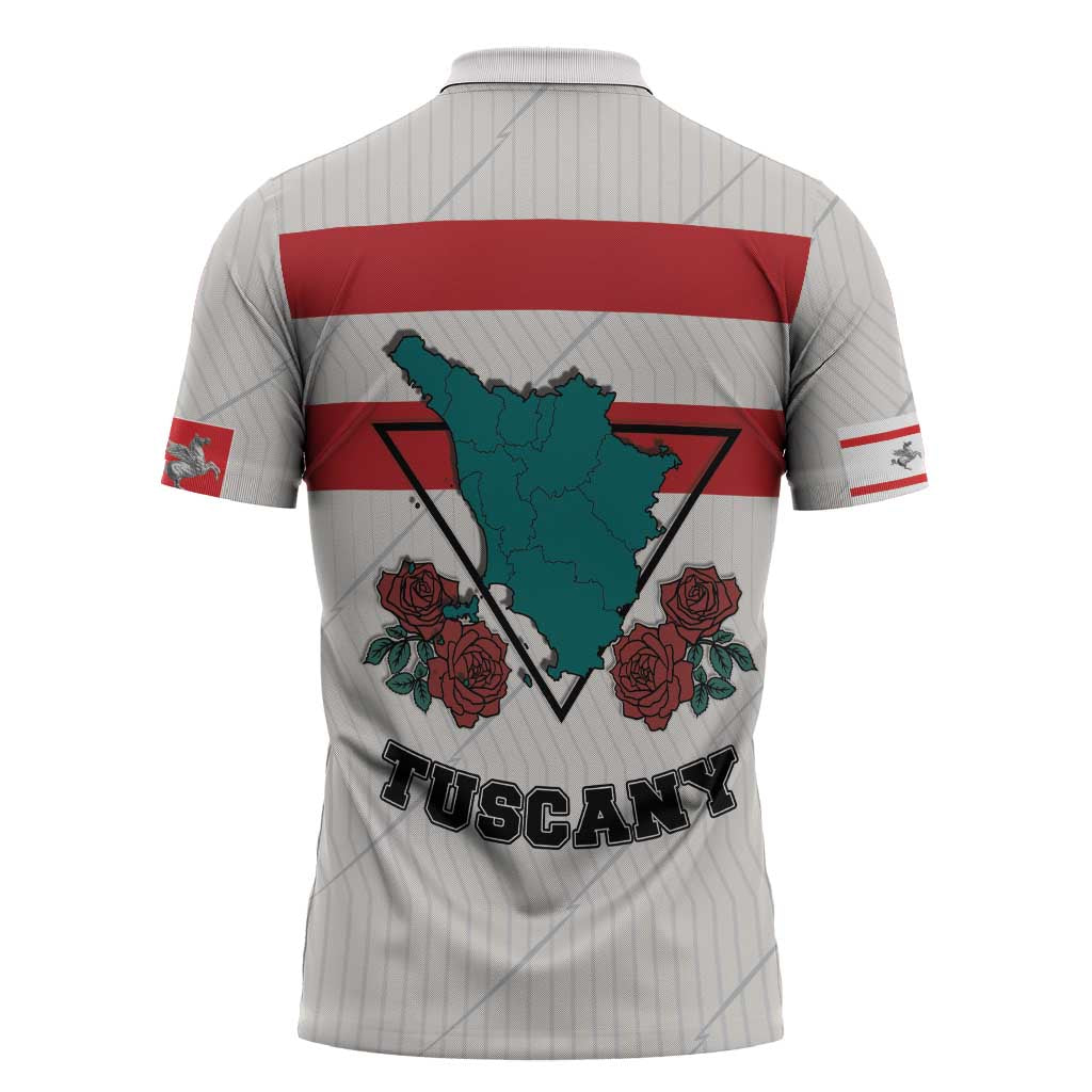 Italy Tuscany Zipper Polo Shirt Pegasus With Map Style - Wonder Print Shop