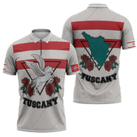 Italy Tuscany Zipper Polo Shirt Pegasus With Map Style - Wonder Print Shop