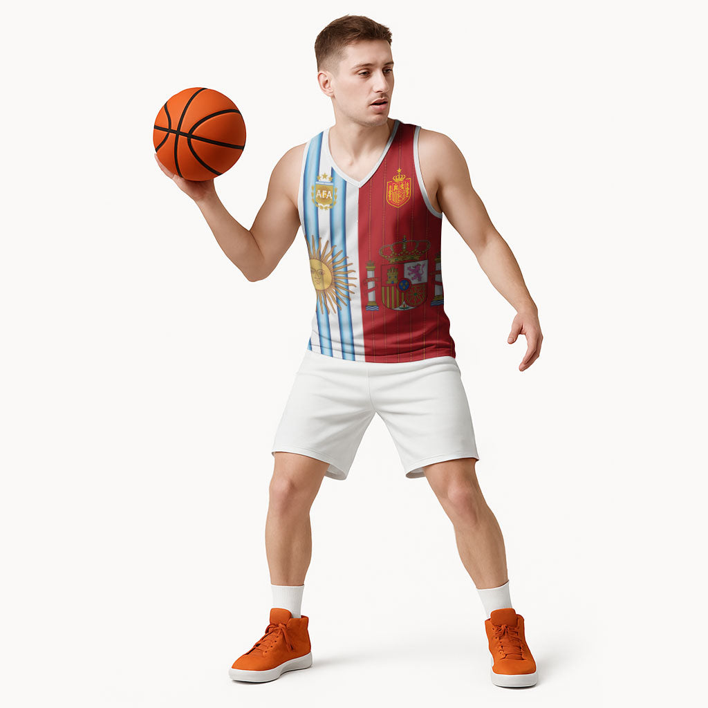 Custom Argentina Spain 2026 World Final Football Basketball Jersey Road To Glory