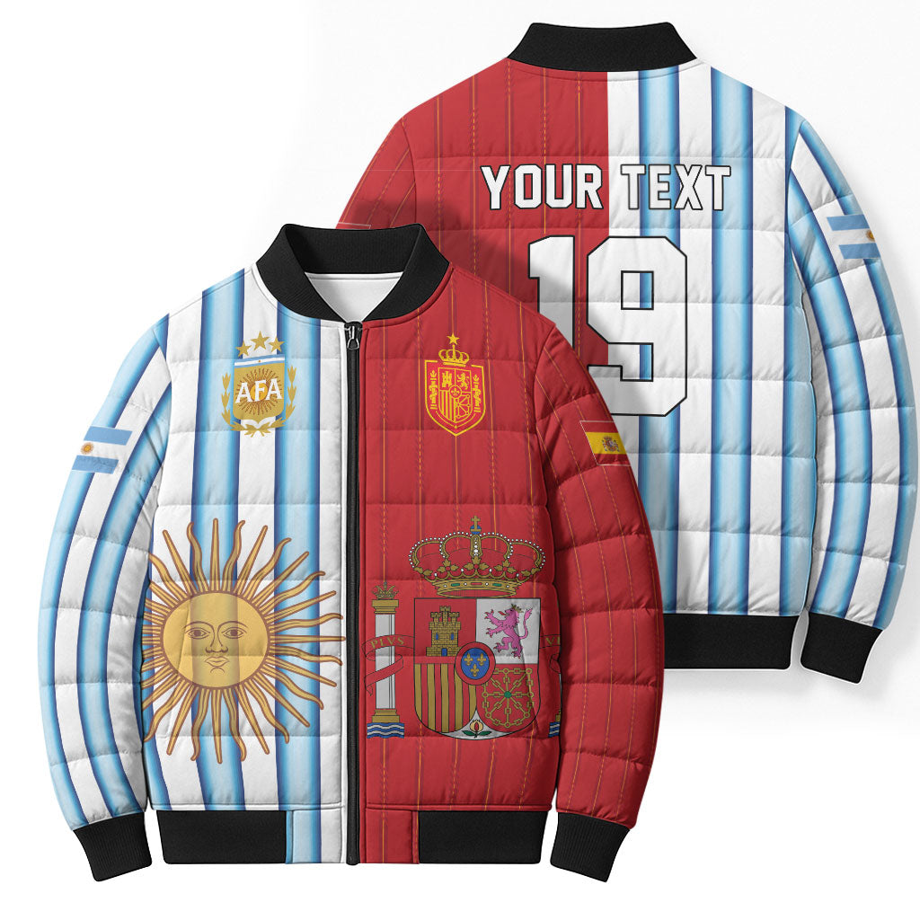 Custom Argentina Spain 2026 World Final Football Bomber Puffer Jacket Road To Glory