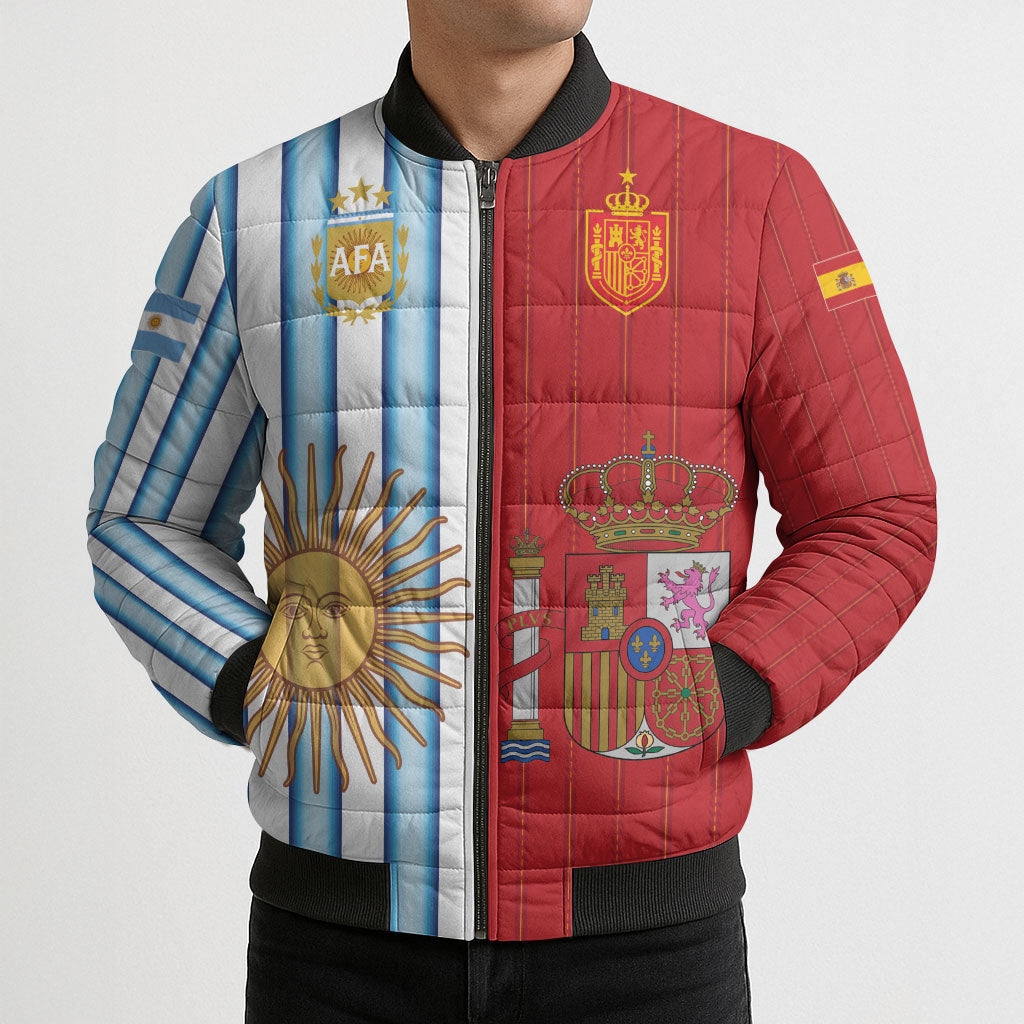 Custom Argentina Spain 2026 World Final Football Bomber Puffer Jacket Road To Glory