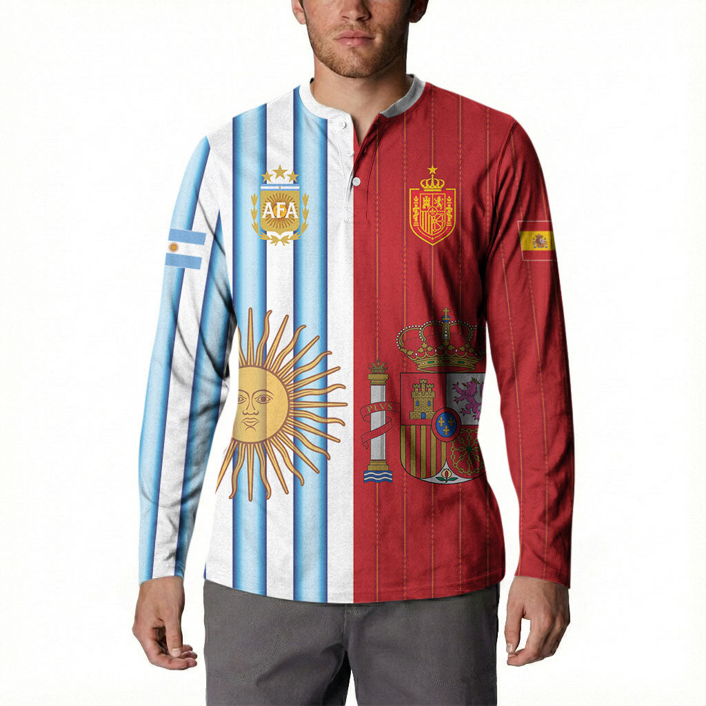 Custom Argentina Spain 2026 World Final Football Button Sweatshirt Road To Glory
