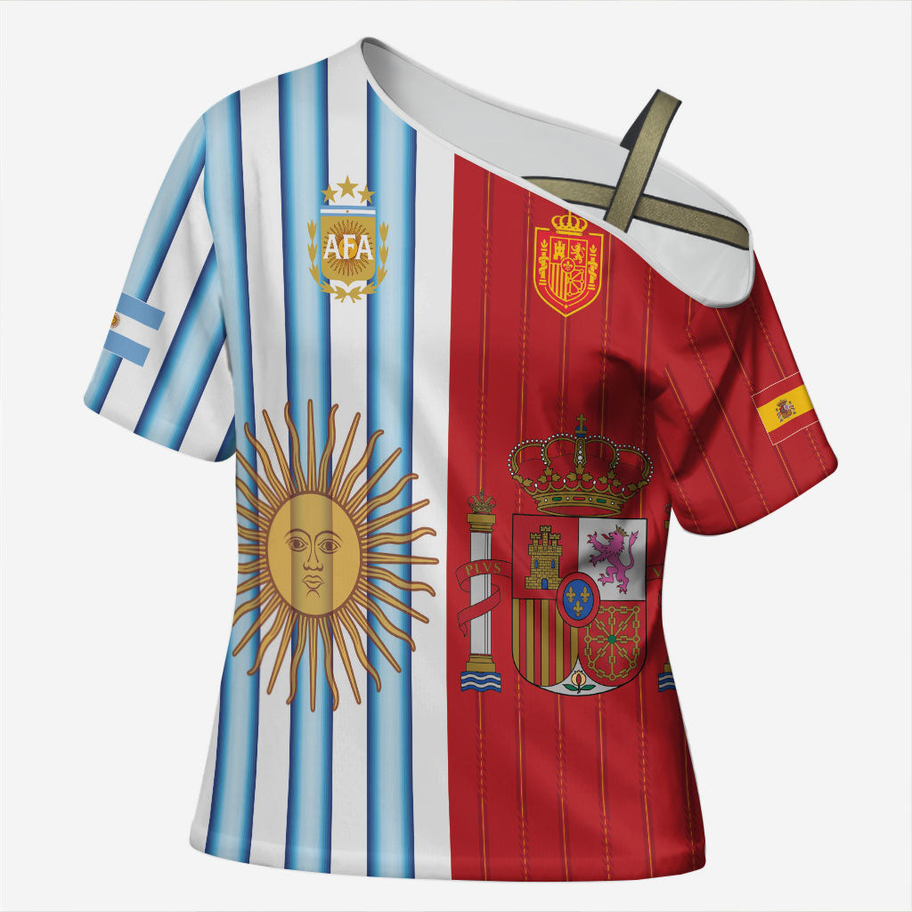 Custom Argentina Spain 2026 World Final Football Cross Shoulder Shirt Road To Glory