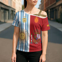 Custom Argentina Spain 2026 World Final Football Cross Shoulder Shirt Road To Glory