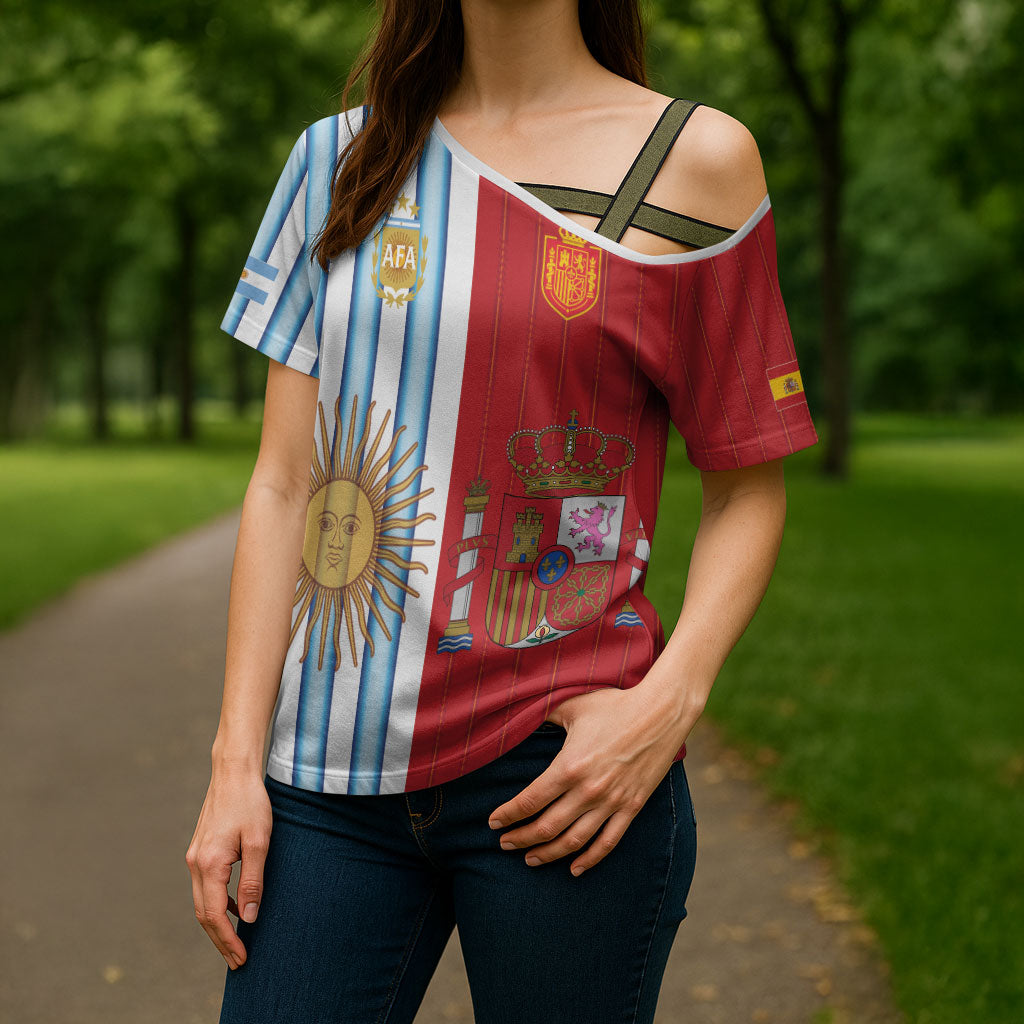 Custom Argentina Spain 2026 World Final Football Cross Shoulder Shirt Road To Glory