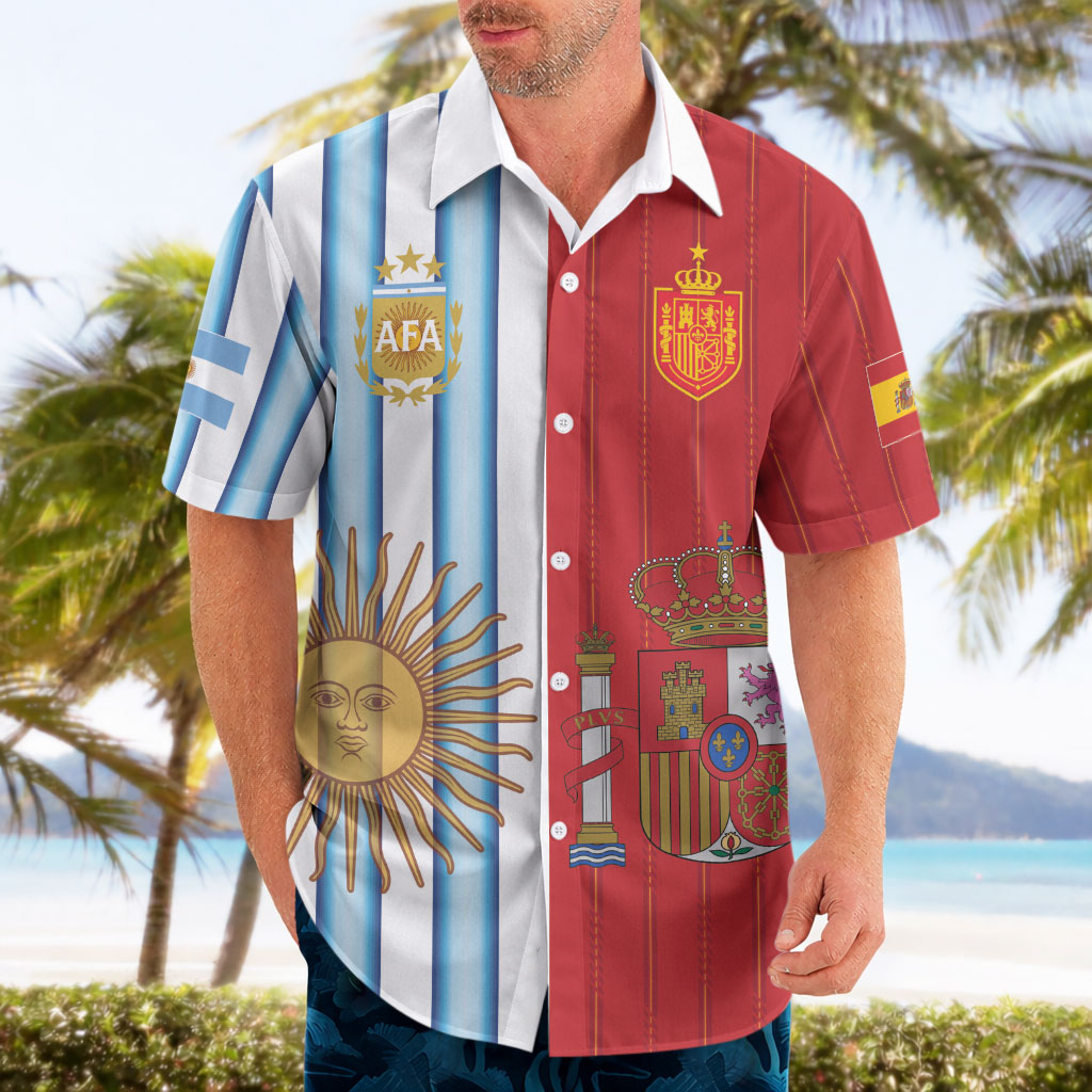 Custom Argentina Spain 2026 World Final Football Hawaiian Shirt Road To Glory