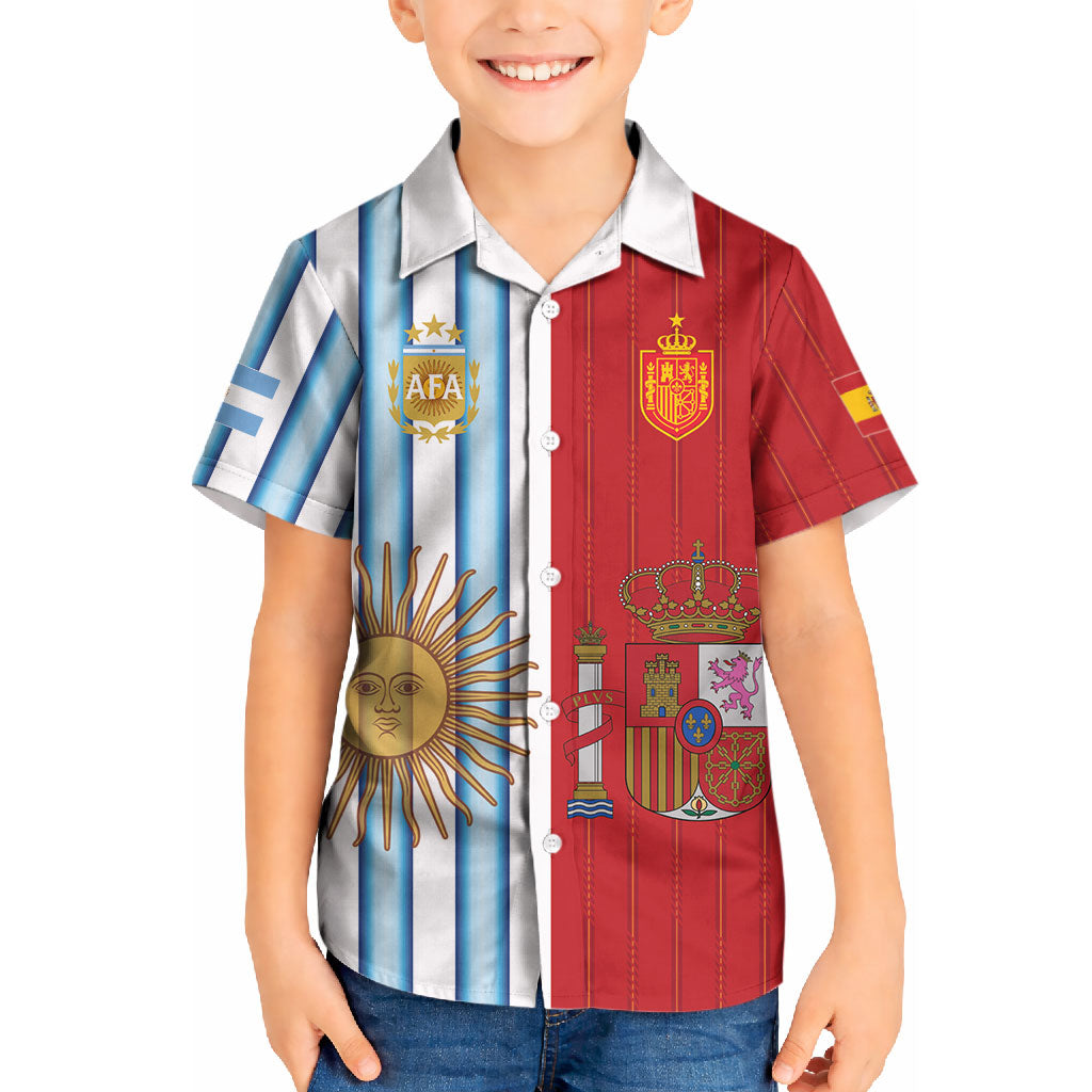 Custom Argentina Spain 2026 World Final Football Kid Hawaiian Shirt Road To Glory