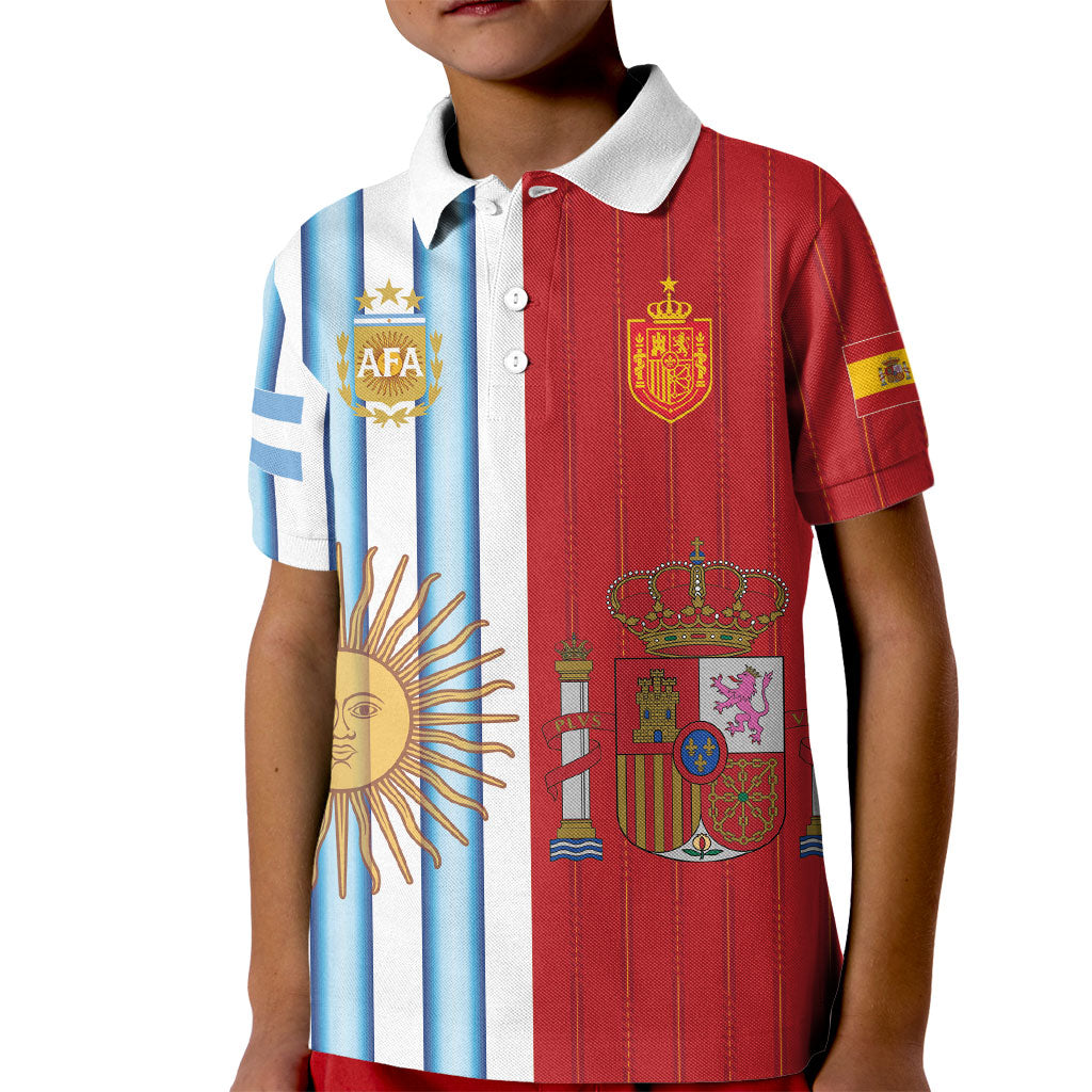 Custom Argentina Spain 2026 World Final Football Kid Polo Shirt Road To Glory