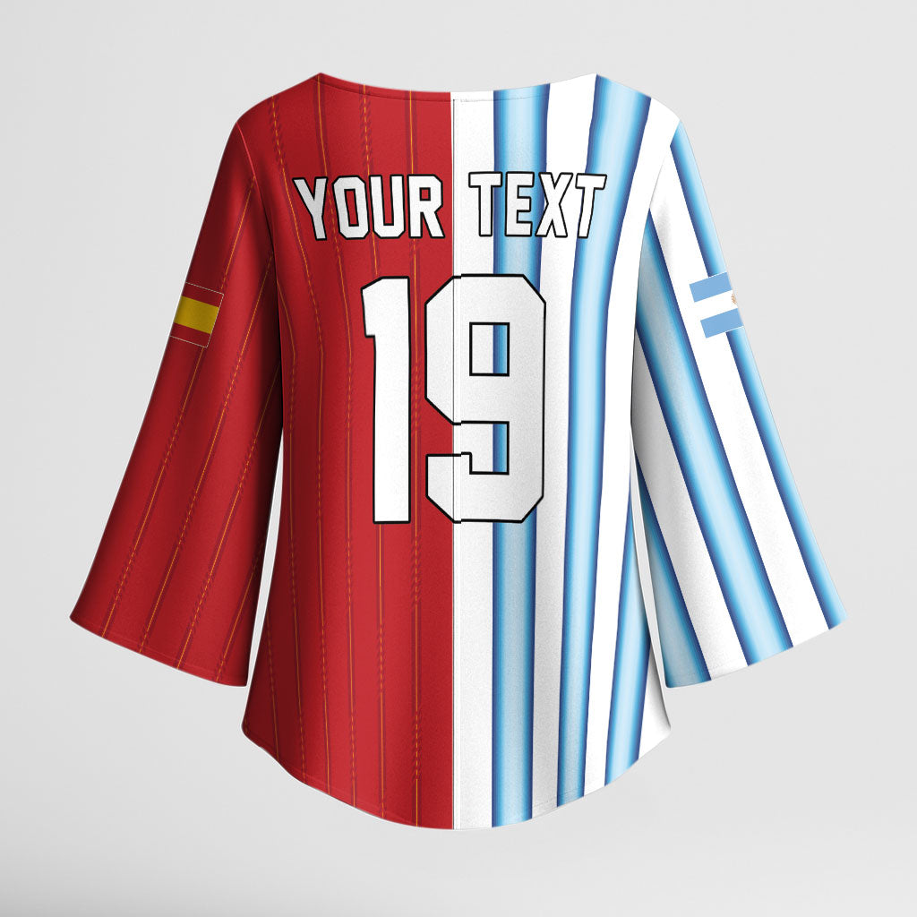Custom Argentina Spain 2026 World Final Football Kimono Sleeve Blouse Road To Glory