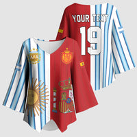 Custom Argentina Spain 2026 World Final Football Kimono Sleeve Blouse Road To Glory