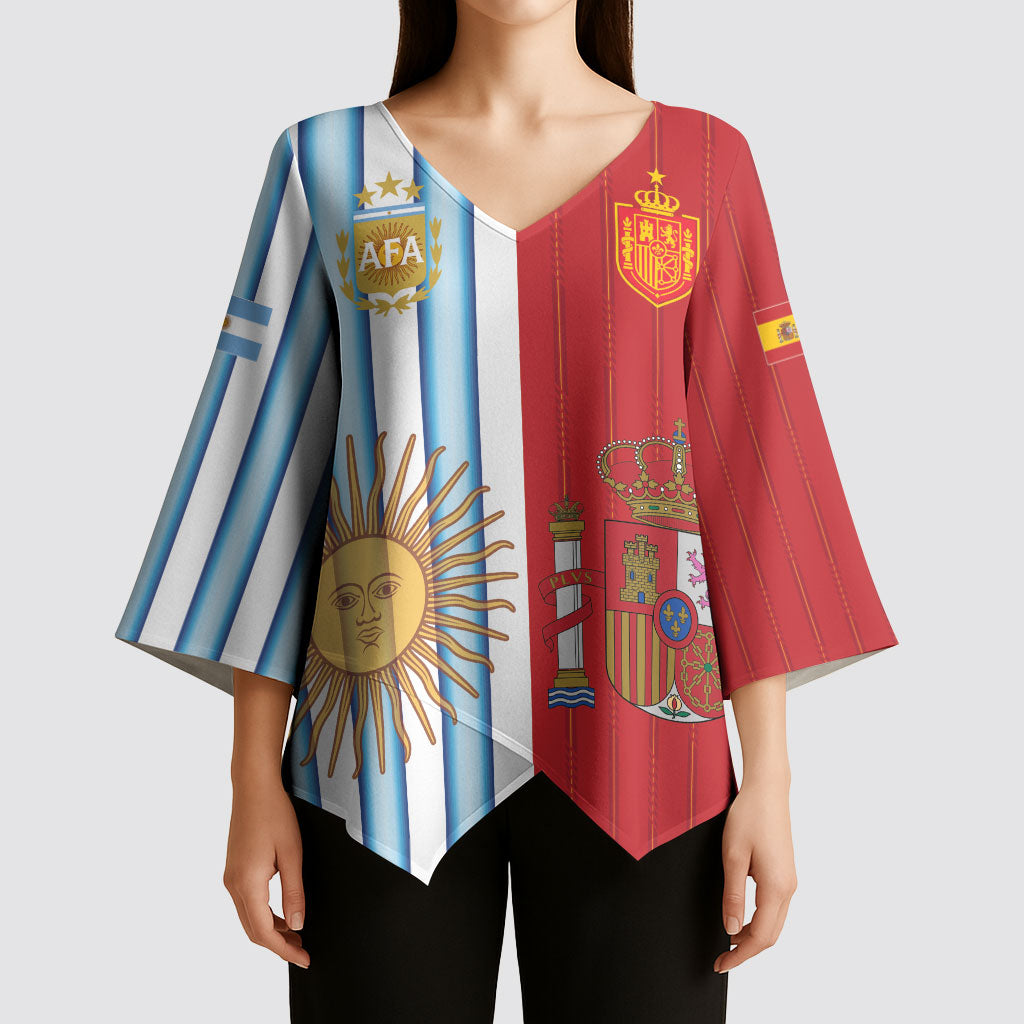 Custom Argentina Spain 2026 World Final Football Kimono Sleeve Blouse Road To Glory