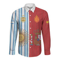 Custom Argentina Spain 2026 World Final Football Long Sleeve Button Shirt Road To Glory