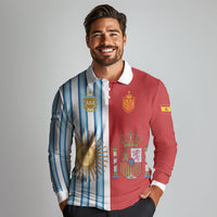 Custom Argentina Spain 2026 World Final Football Long Sleeve Polo Shirt Road To Glory