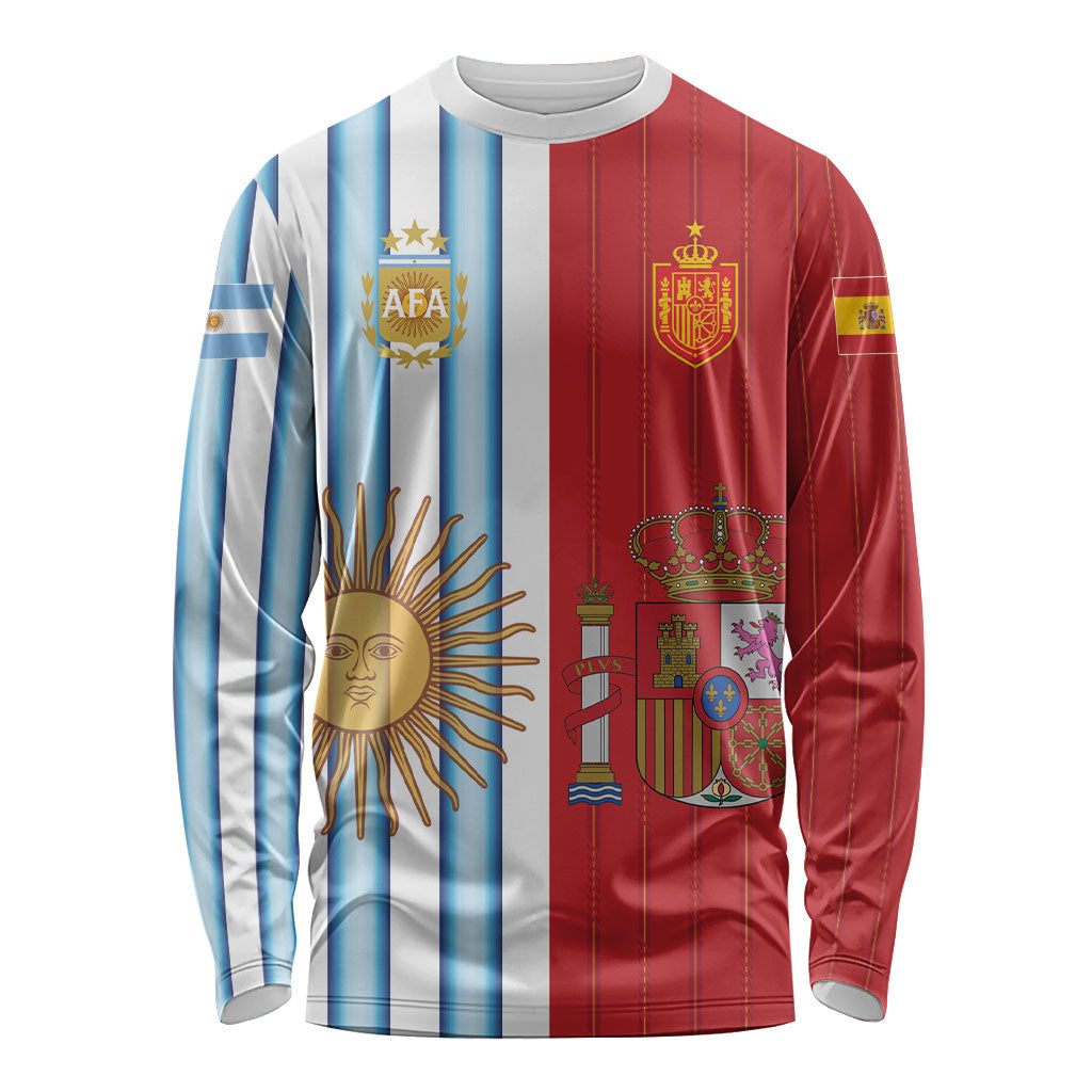 Custom Argentina Spain 2026 World Final Football Long Sleeve Shirt Road To Glory