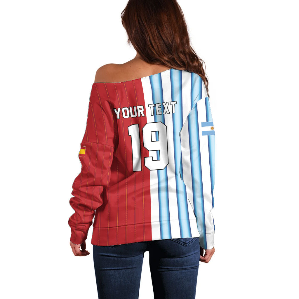 Custom Argentina Spain 2026 World Final Football Off Shoulder Sweater Road To Glory