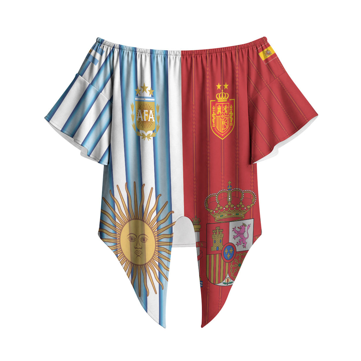 Custom Argentina Spain 2026 World Final Football Off Shoulder Wrap Waist Top Road To Glory