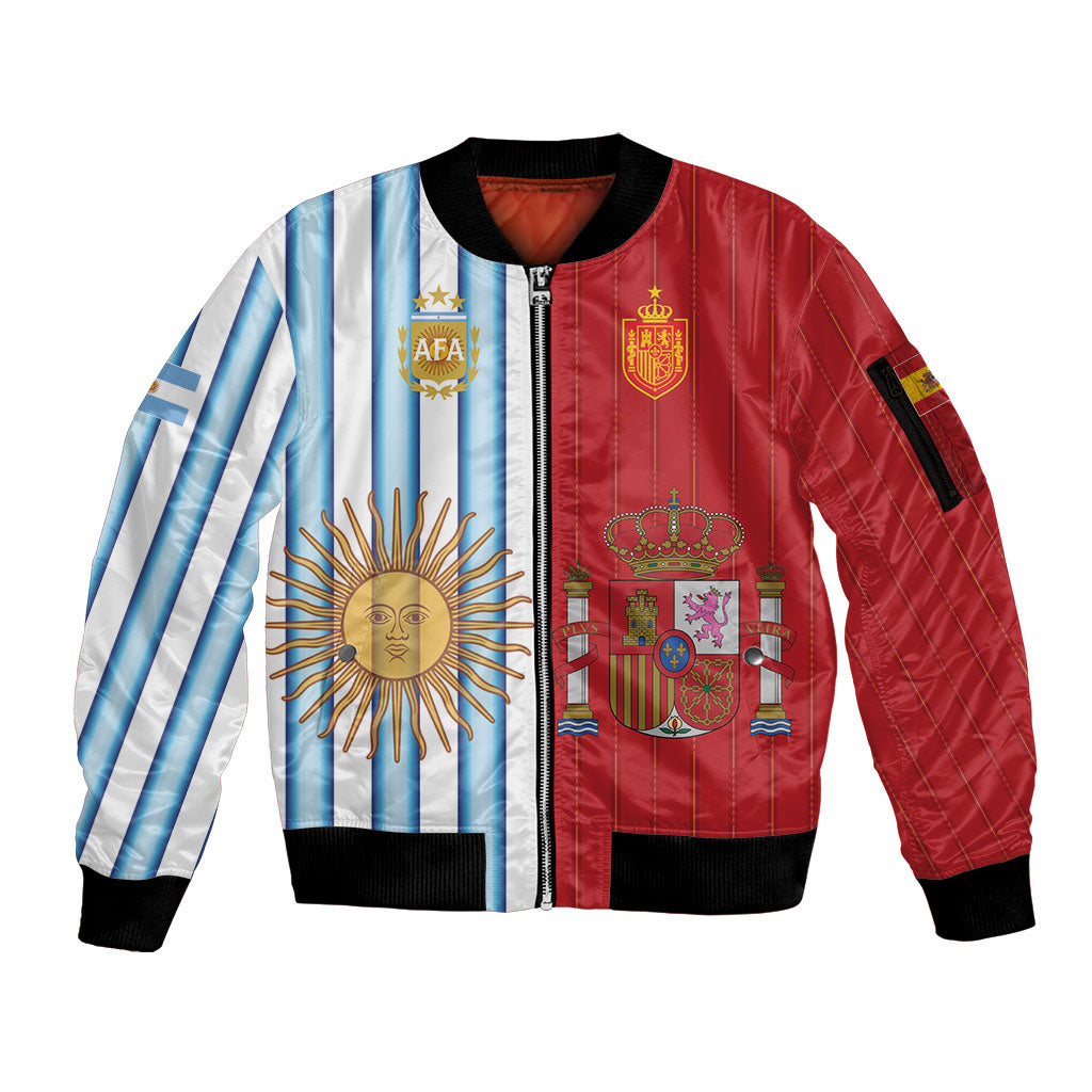 Custom Argentina Spain 2026 World Final Football Sleeve Zip Bomber Jacket Road To Glory