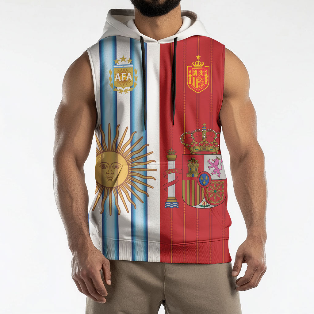 Custom Argentina Spain 2026 World Final Football Sleeveless Hoodie Road To Glory