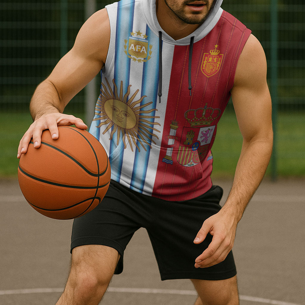 Custom Argentina Spain 2026 World Final Football Sleeveless Hoodie Road To Glory