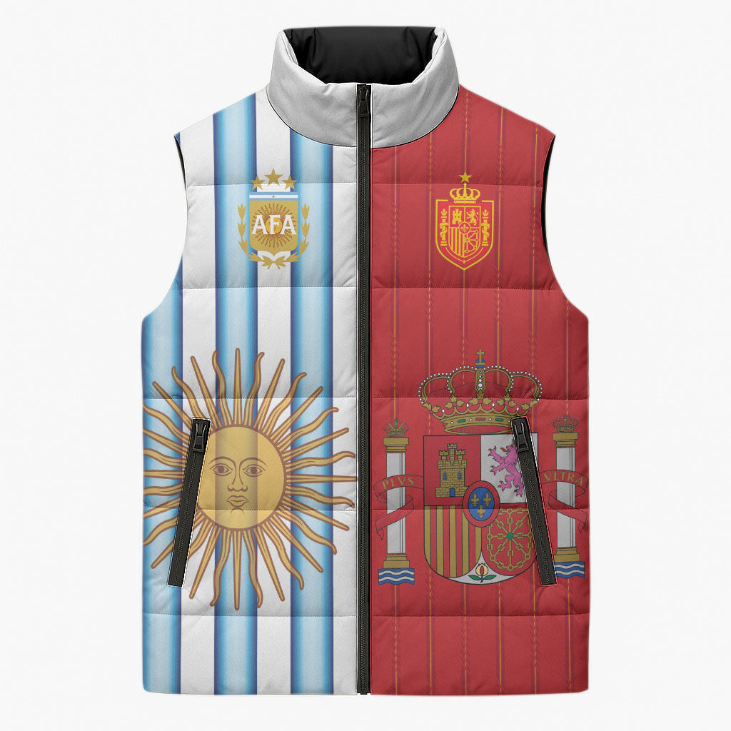 Custom Argentina Spain 2026 World Final Football Sleeveless Puffer Jacket Road To Glory