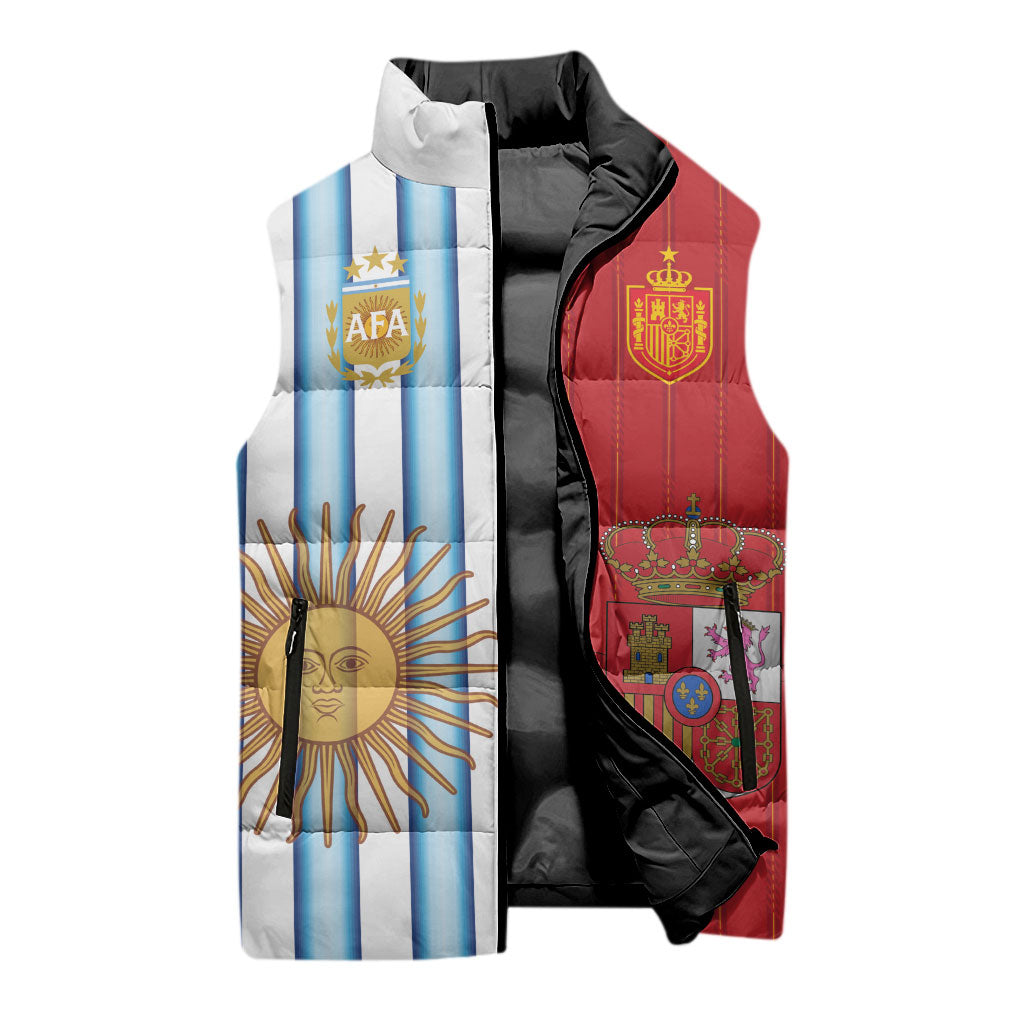 Custom Argentina Spain 2026 World Final Football Sleeveless Puffer Jacket Road To Glory