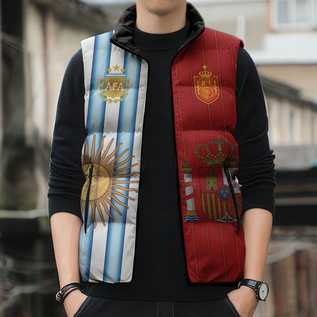 Custom Argentina Spain 2026 World Final Football Sleeveless Puffer Jacket Road To Glory
