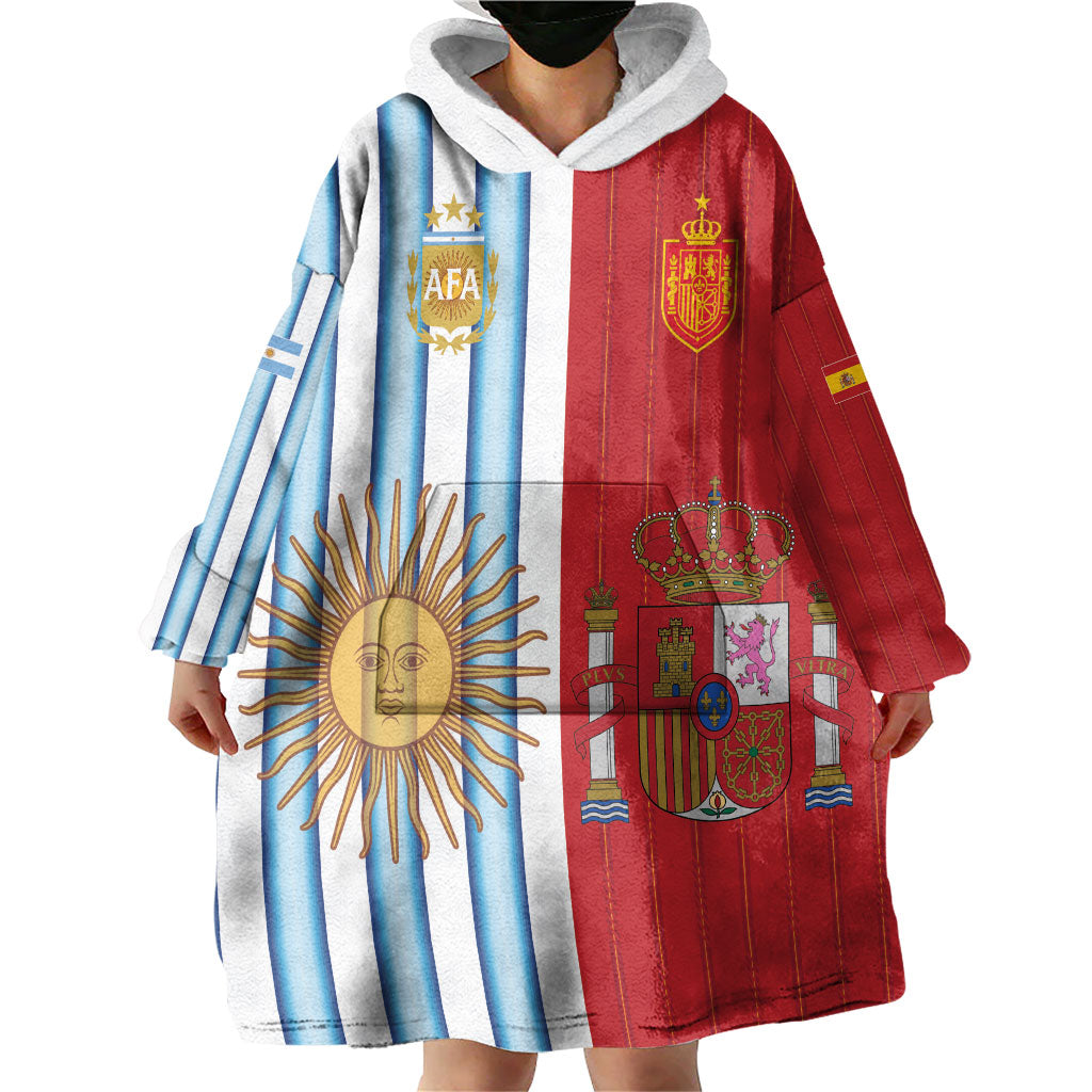 Custom Argentina Spain 2026 World Final Football Wearable Blanket Hoodie Road To Glory