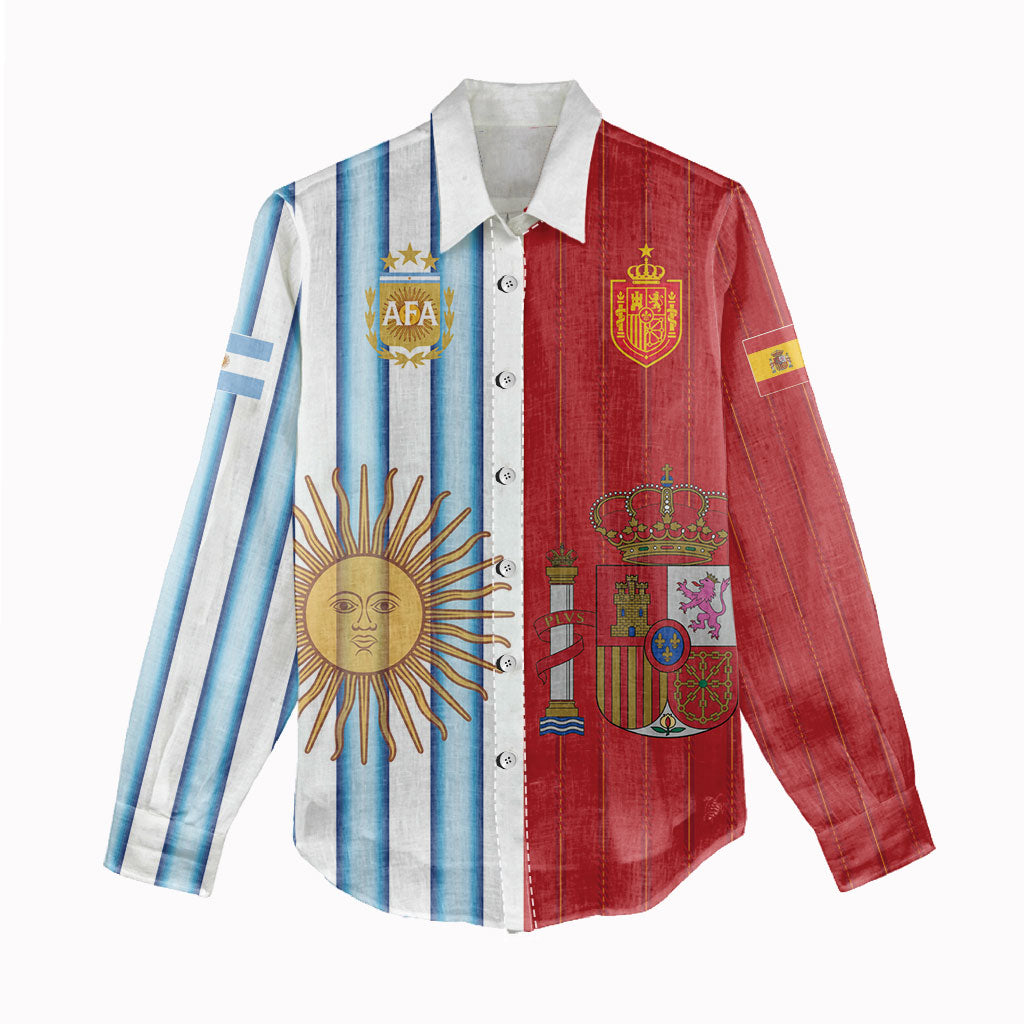 Custom Argentina Spain 2026 World Final Football Women Casual Shirt Road To Glory