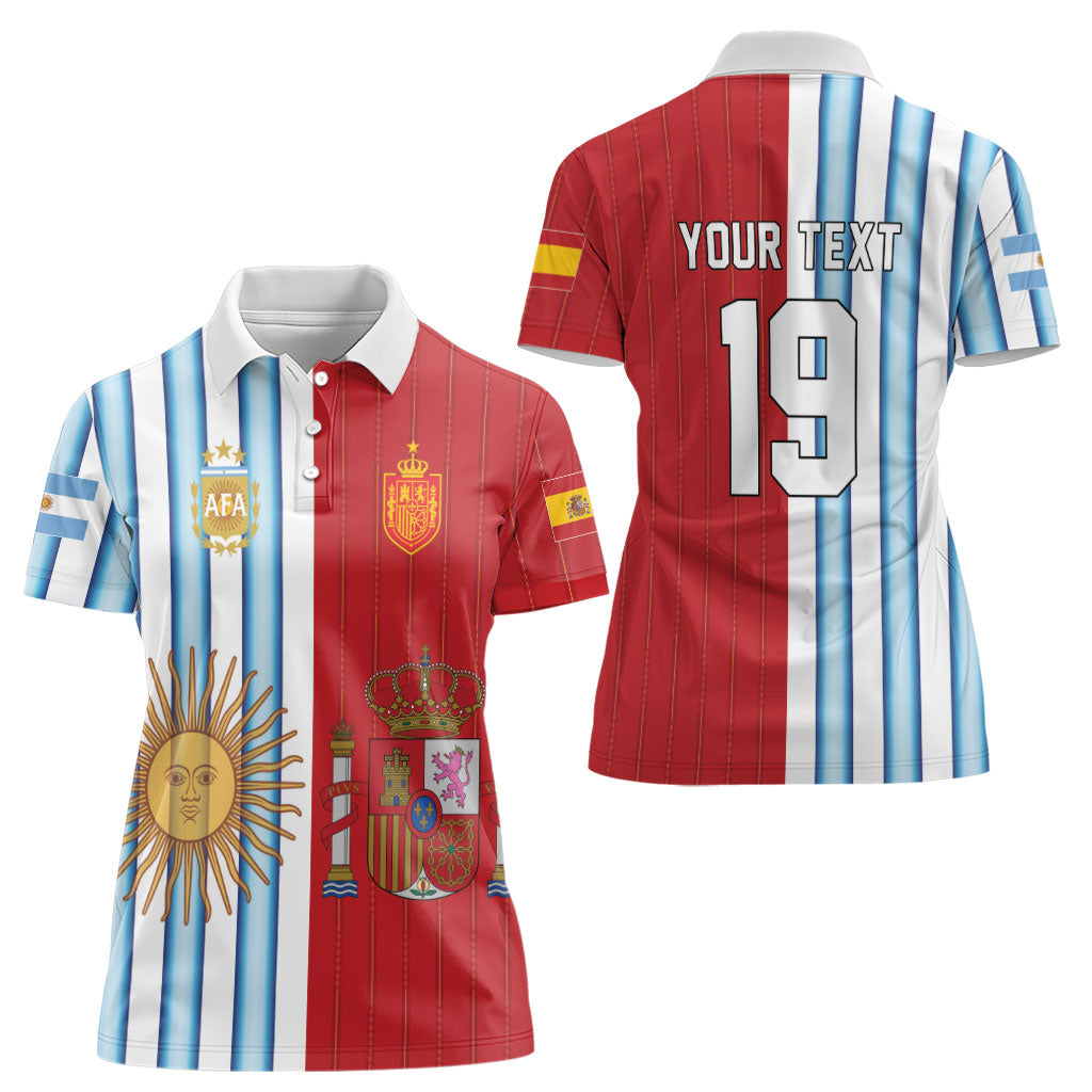 Custom Argentina Spain 2026 World Final Football Women Polo Shirt Road To Glory