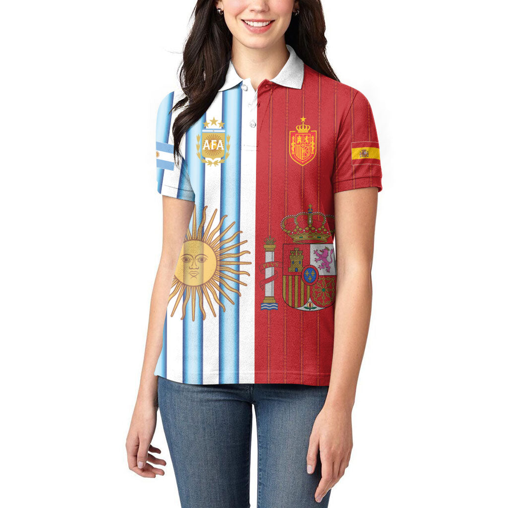 Custom Argentina Spain 2026 World Final Football Women Polo Shirt Road To Glory