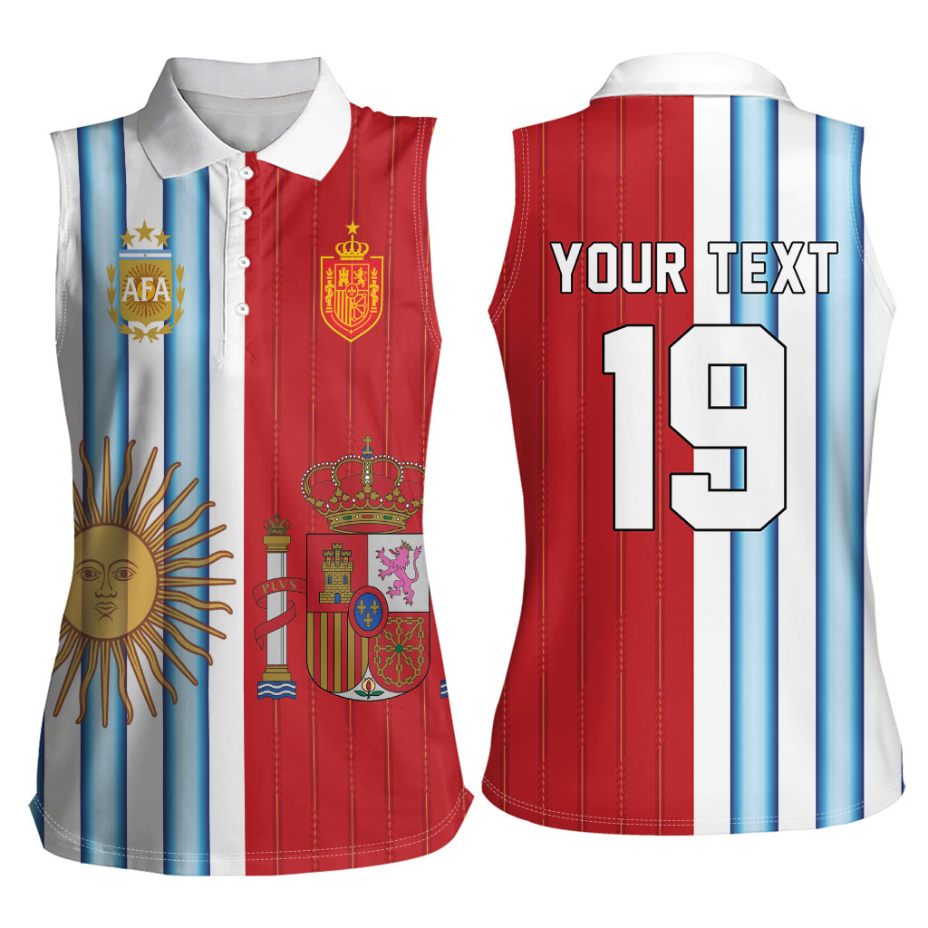 Custom Argentina Spain 2026 World Final Football Women Sleeveless Polo Shirt Road To Glory