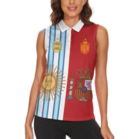 Custom Argentina Spain 2026 World Final Football Women Sleeveless Polo Shirt Road To Glory