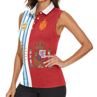 Custom Argentina Spain 2026 World Final Football Women Sleeveless Polo Shirt Road To Glory