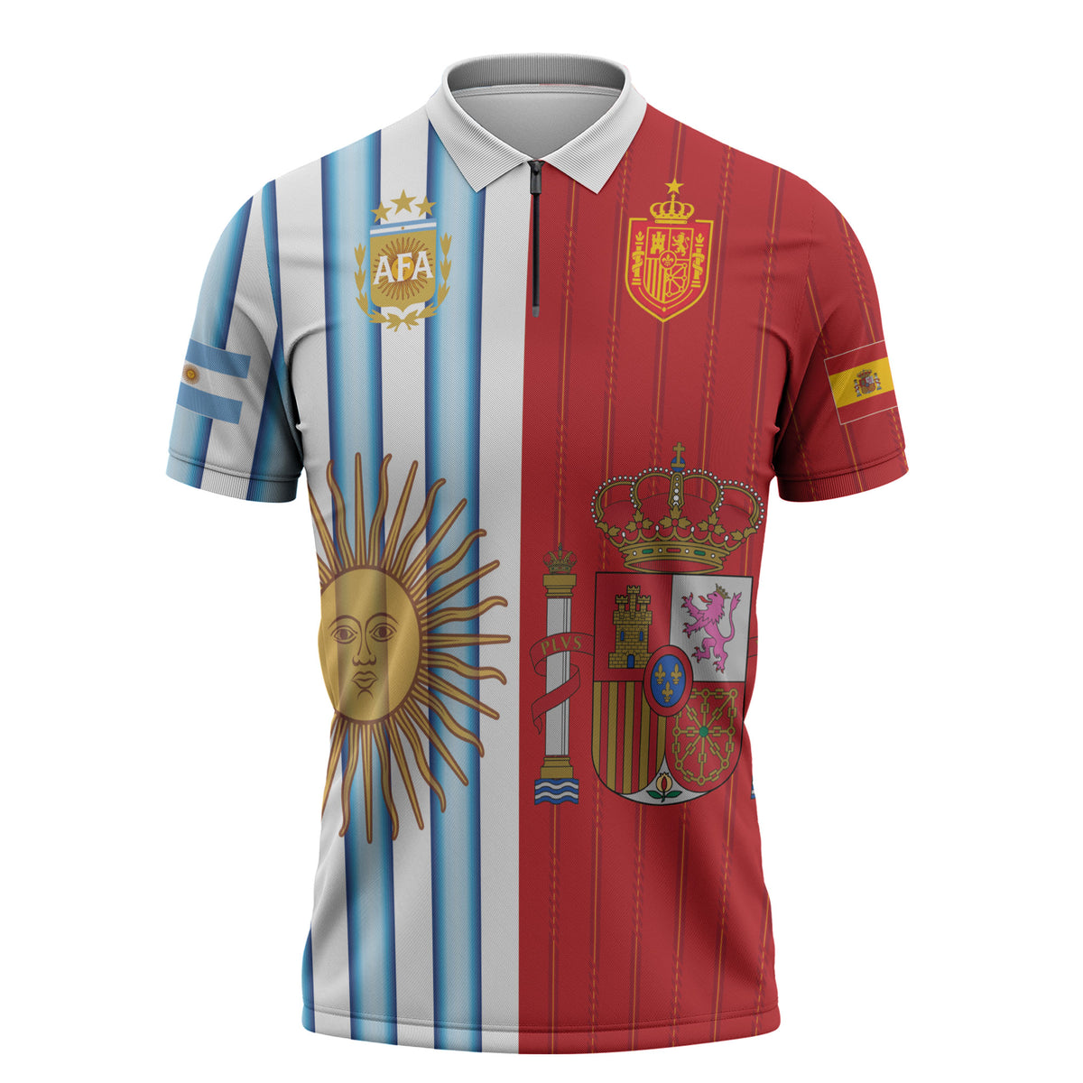 Custom Argentina Spain 2026 World Final Football Zipper Polo Shirt Road To Glory