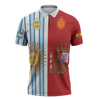 Custom Argentina Spain 2026 World Final Football Zipper Polo Shirt Road To Glory