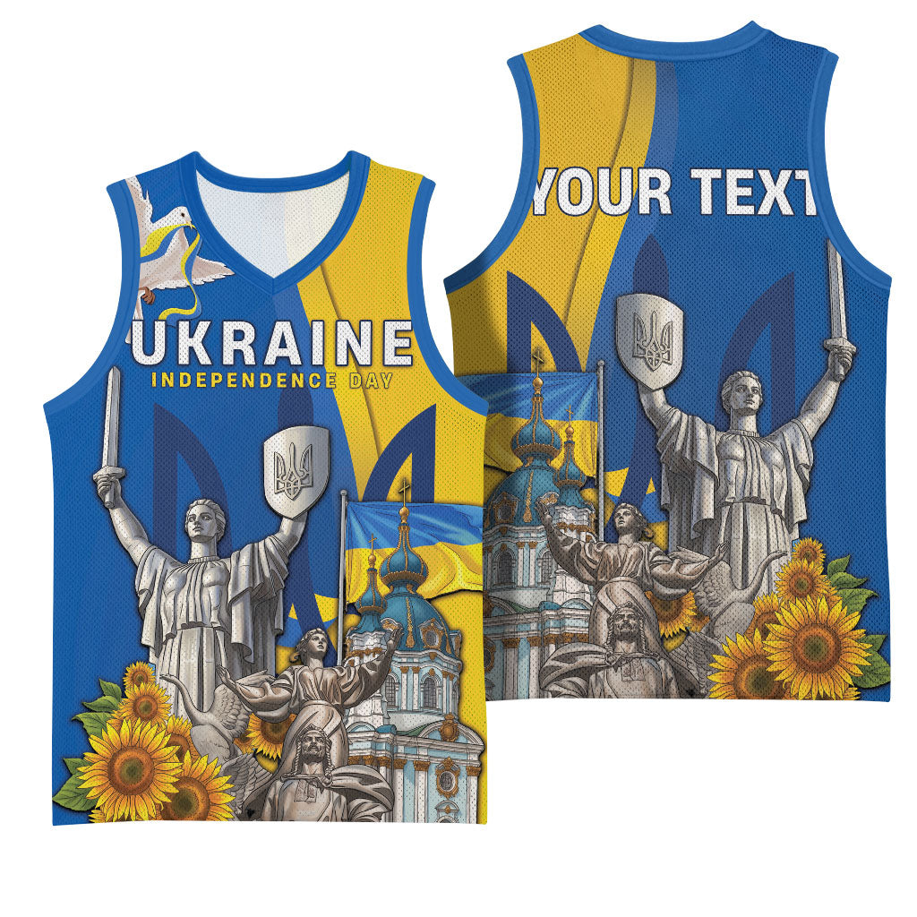 Personalized Ukraine Independence Day Basketball Jersey Tryzub Heritage Freedom Pride