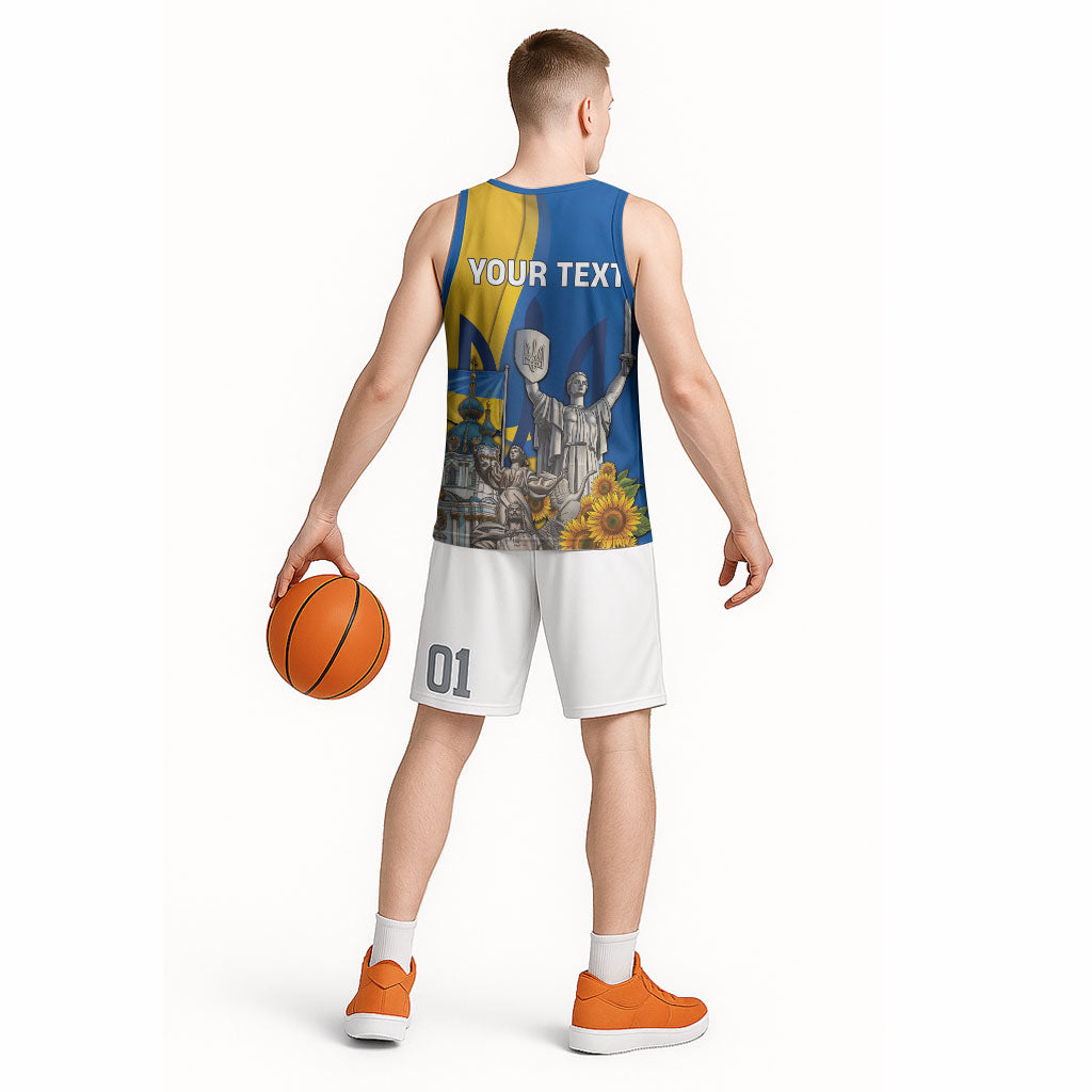 Personalized Ukraine Independence Day Basketball Jersey Tryzub Heritage Freedom Pride