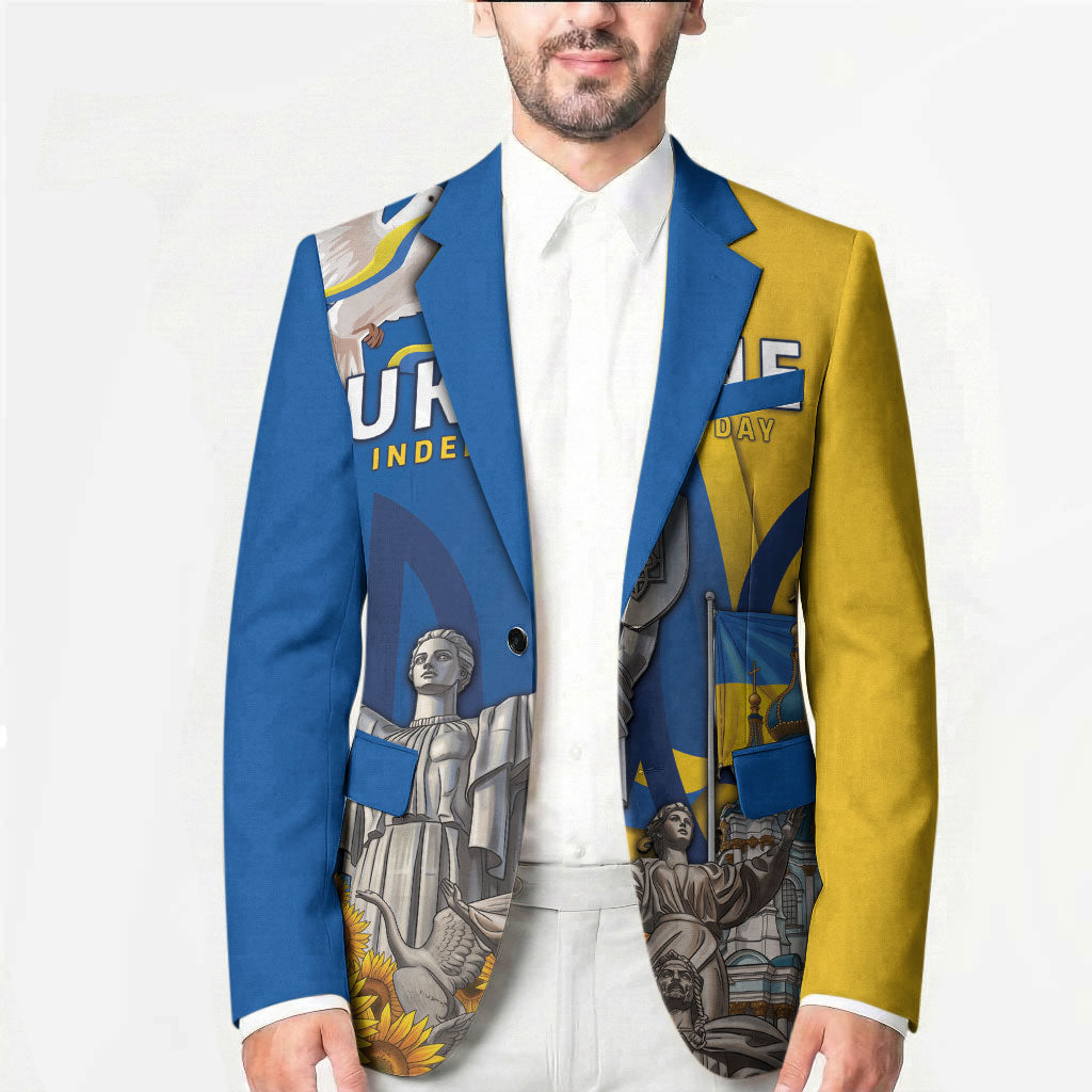 Personalized Ukraine Independence Day Blazer Tryzub Heritage Freedom Pride