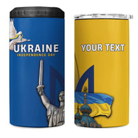 Personalized Ukraine Independence Day 4 in 1 Can Cooler Tumbler Tryzub Heritage Freedom Pride